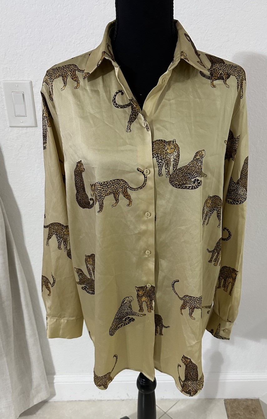 Zara Leopard Print Pattern Blouse size Medium - image 2