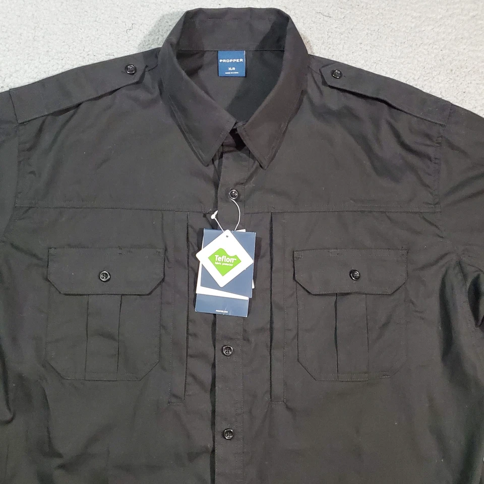Propper Shirt Mens Extra Large Black Long Sleeve Lightweight Tactical Teflon - Image 2 of 4