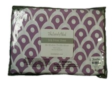 THE Land Of Nod Fitted Crib Sheet Purple/White Mosaic Paisley COTTON Retired