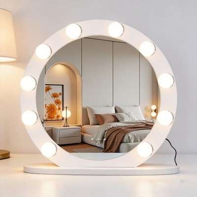 Round Hollywood Vanity Mirror Gesture-Sensing Smart Control 10 LED 26.77''x27.56''
