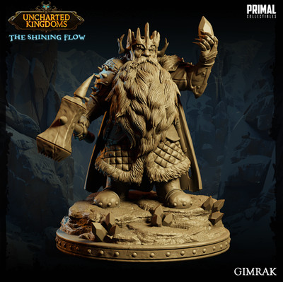 Barbarian Fighter Paladin Dwarf King Male Hammer 32mm scale D&D TTRPG mini