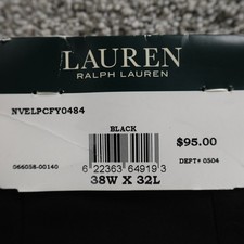 NEW Ralph Lauren Pants Mens 38X32 Black Chino Trouser Dress Slacks Flat Front