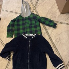 Buffalo David Bitton Kids Plaid Hoodie Jacket Green Size 4 Sherpa Lined
