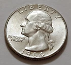 1964 Washington Quarter • AU Slider • 90% Silver • Strong Detail • X141