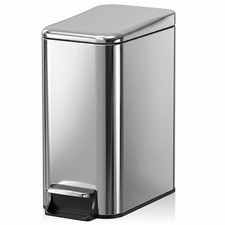 Small Bathroom Trash Can w/Lid Soft Close 6 Liter/1.6 Gallon Stainless Steel