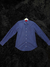 Carolina Herrera Men's Blue Geometric Cotton Classic Dress Shirt 15 35/36