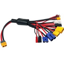 RC Lipo Battery Charger Adapter Connector Splitter Wire 10 in 1 Octopus Black