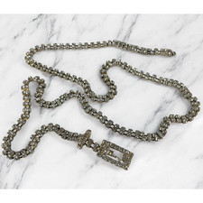 VTG Statement Rhinestone Crystal Chain Skinny Belt Sz XS-M Fancy Sparkling 80 s