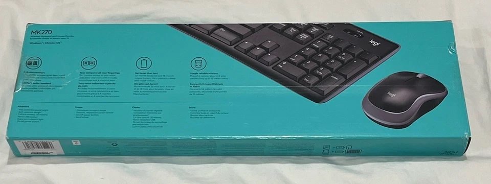 Logitech MK270 Wireless Keyboard & Mouse Combo 2.4GHz USB Receiver Black - Image 2 of 2