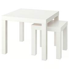 IKEA LACK Nest of Tables Set of 2 White Modern Side Coffee Tables Living Room Uk