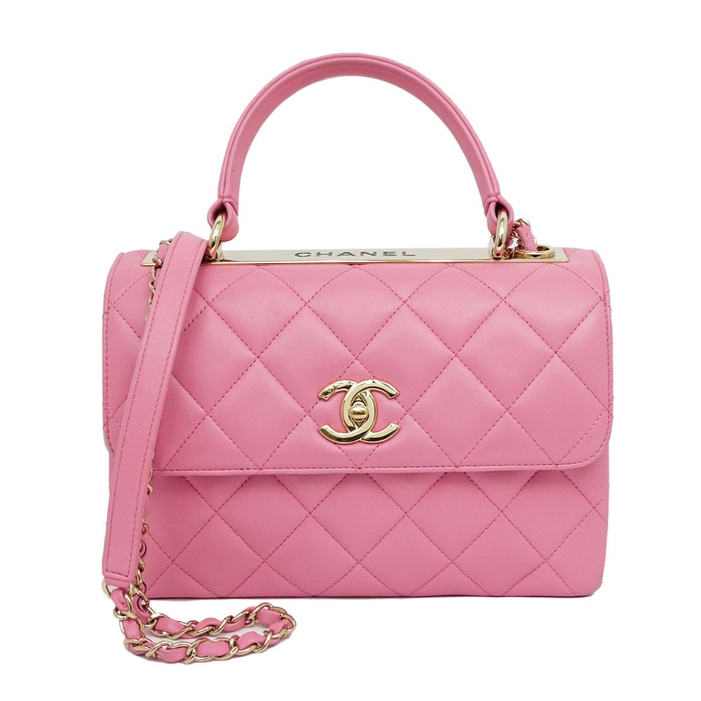 Chanel Top Handle Trendy CC Pink Lambskin A92236 Handbag Flap Bag Chain Shoulder
