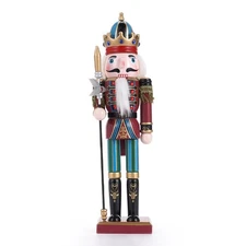 12'' Spear Christmas Nutcracker Soldier Wooden Vintage Decor Gift Red Green USA