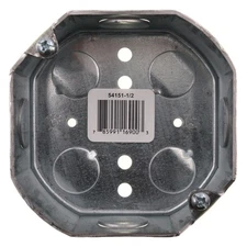 STEEL CITY 54151-1/2 OCTAGON FIXTURE/CEILING BOX, 1/2" KO'S, 4" X 1-1/2"-DEEP