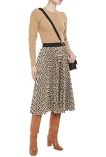 $295 Maje MOBIL RIBBED WOOL-BLEND SWEATER Gathered Sleeves CAMEL Size 1 (Small)