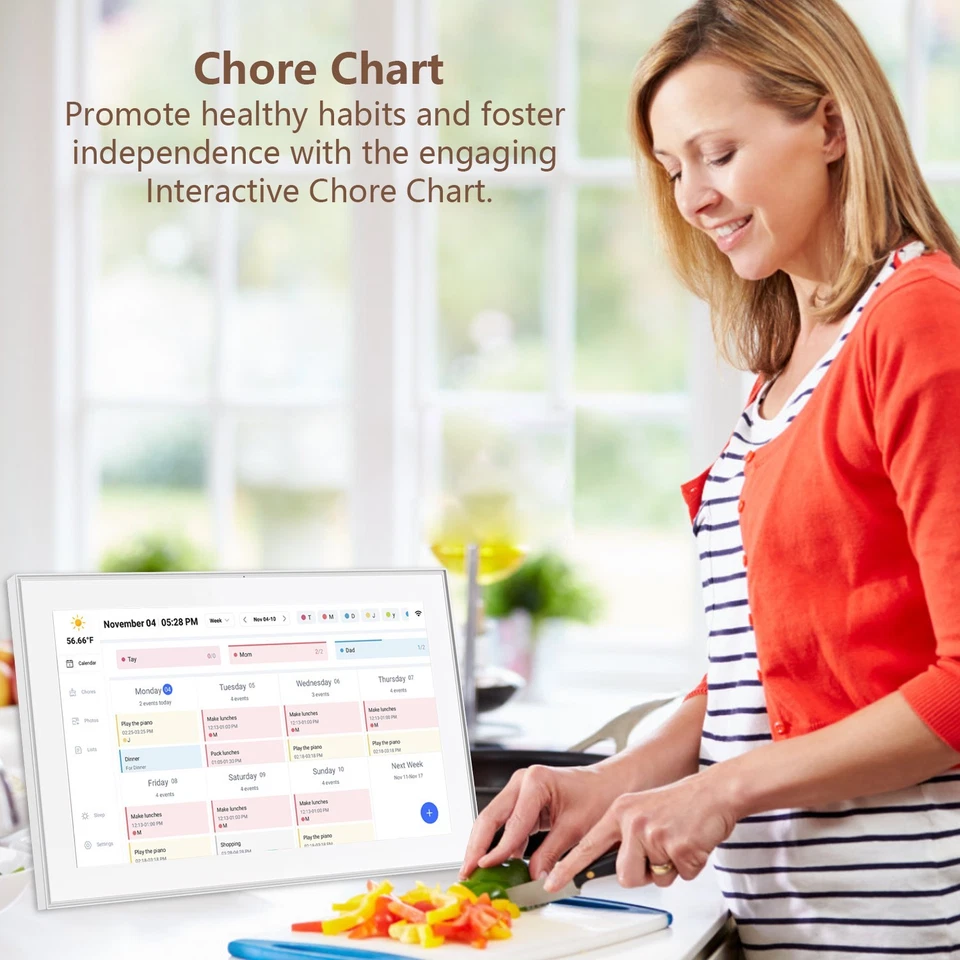 15 Inch WiFi Smart  Digital Calendar & Chore Chart IPS Touchscreen For Family - Image 4 of 4