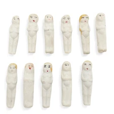 Antique Frozen Charlotte Dolls Lot Of 11 Porcelain Bisque Blonde 1"