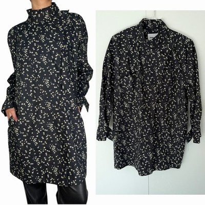 NWT - BIMBA Y LOLA Liviano Flores Trench Jacket in Black Floral Size XS