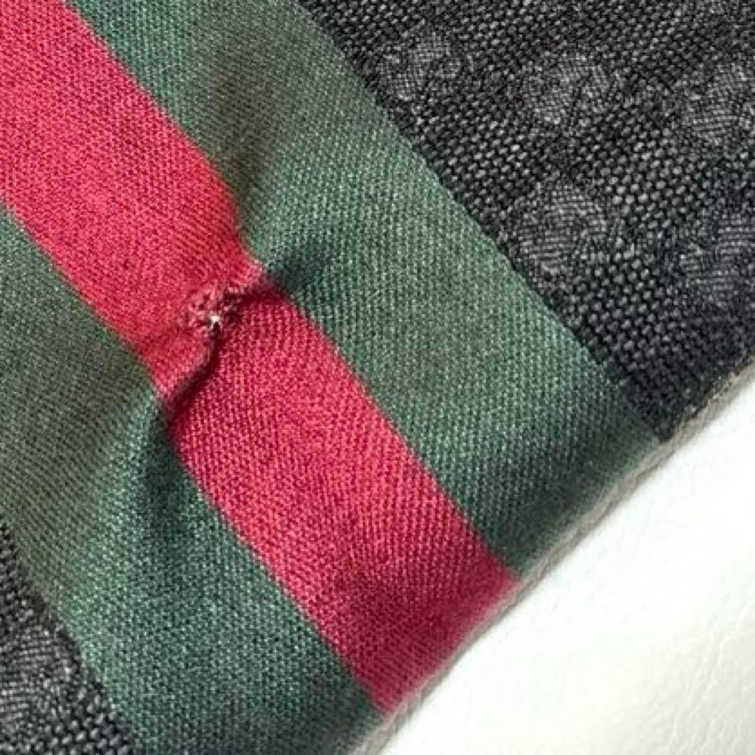 Auth GUCCI GG Pattern Sherry Line Scarf Stole Wool Silk Black Red from japan thumbnail 5