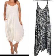 Canari Harem Jumpsuit Womens Size 1X Cheetah Print Black Silver USA MADE