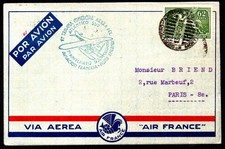 courrier avion Air France Uruguay Paris  7ème  anniversaire  - vol 94R Mermoz