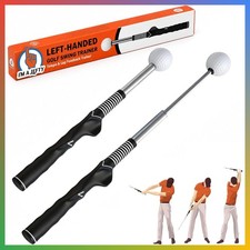 Left Handed Golf Swing Trainer Retractable Aid Click Feedback Tempo Rhythm Consi