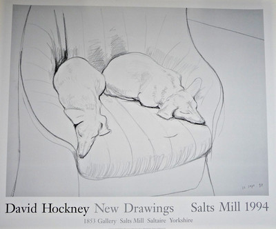 David Hockney Black & White Dogs Ausstellungsplakat offiziell A + Zustand feat. Boodge