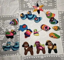 VTG Huichol Folk Art Christmas Ornaments Lot Of 19 Animal Figurines Mexico