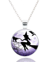 Halloween Hexe Mondstein AnhäNger Sterling Silber Halskette