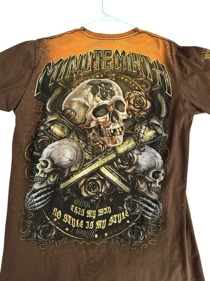 MINUTE MIRTH Skulls Roses 1978 Double Sided My Way Rock Biker Tee XL Thailand - Image 2 of 4