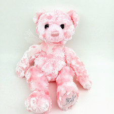 Gund Pink Teddy Bear Plush Shaggy 13in Stuffed Animal Life Breast Cancer Ribbon