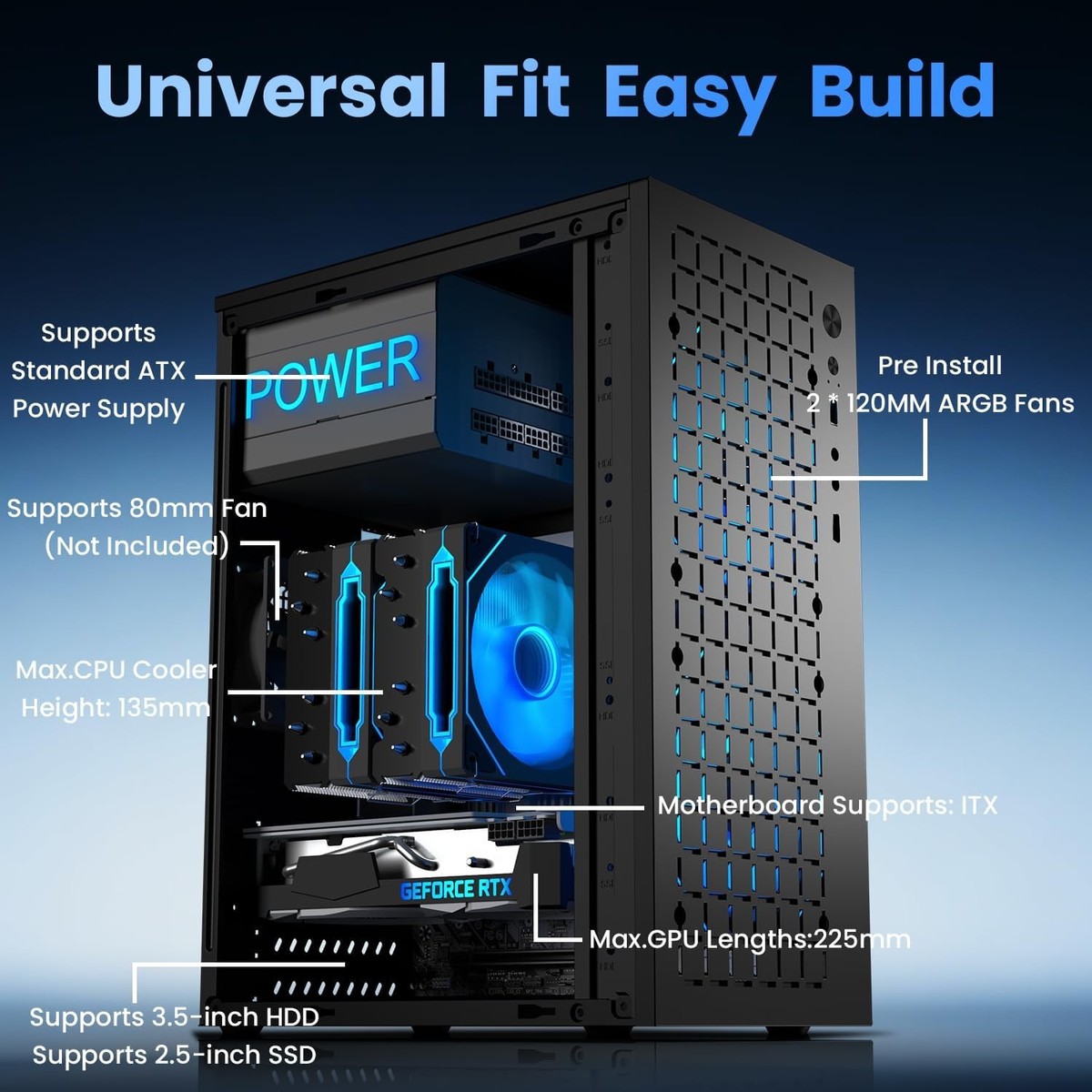 Oversteel - Aeris Gaming PC Case Compatible with Micro ATX