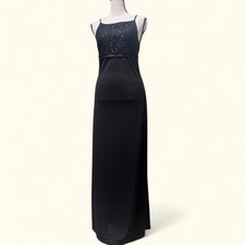 vintage 90s formal black indie whimsigoth minimal floral shimmer prom dress s/m