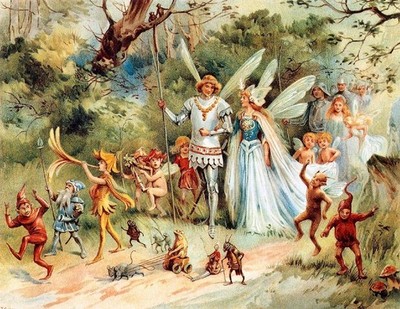 Fantasy Kunstdruck Die Feenprozession Feenkönig und Königin Elfe Pixie Sprite