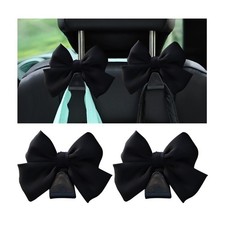 2 - PCS Cute Bow Car Seat Headrest Hooks Purse and Bag Hanger Interior Organizer