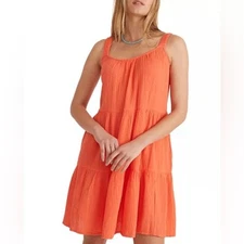 Marine Layer Women's Slub Cotton Mini Tank Dress Swing Coral Lightweight- XS