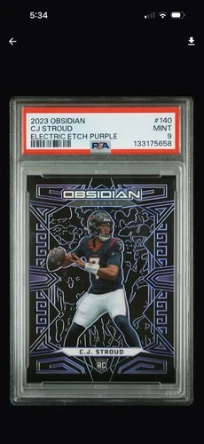 2023 Panini Obsidian Equinox C.J. Stroud #10 Purple Electric Etch /75 (RC) PSA9