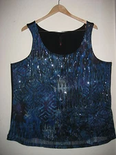 New PURE ENERGY Sequence over Blue Print Top Size 4 (24-26) NWOT!!!