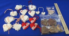 Wooden Heart Craft Lot Red Peach Rose Heart Ornaments Wood Cedar Scented Hearts
