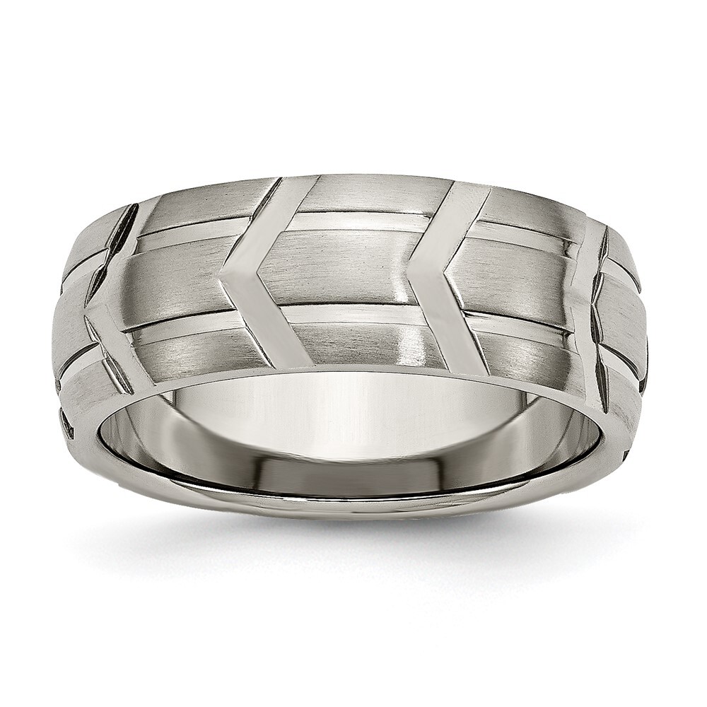 Titanium Brushed and Polished 8mm Band Ring Size 9 for Men 4.21gm