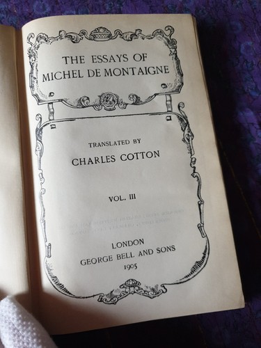 Essays von Michel de Montaigne übersetzt von Charles Cotton 1905 drei Bände - Bild 18 von 24