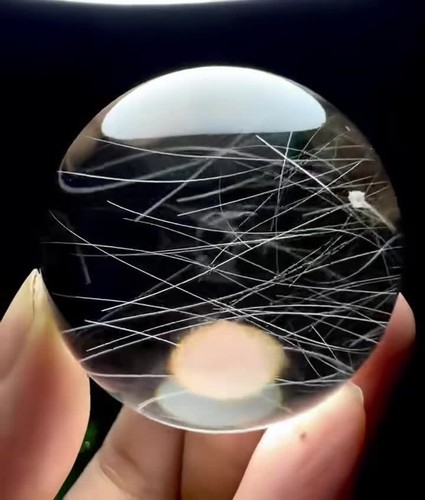 46mm natural Rutilated Quartz sphere hair crystal polished ball collection gift - Video 1 of 1