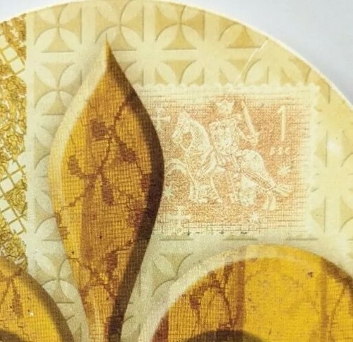 Set Of 2 Tile Coasters Fleur De Lis 4" Round Cork Base - Picture 7 of 12