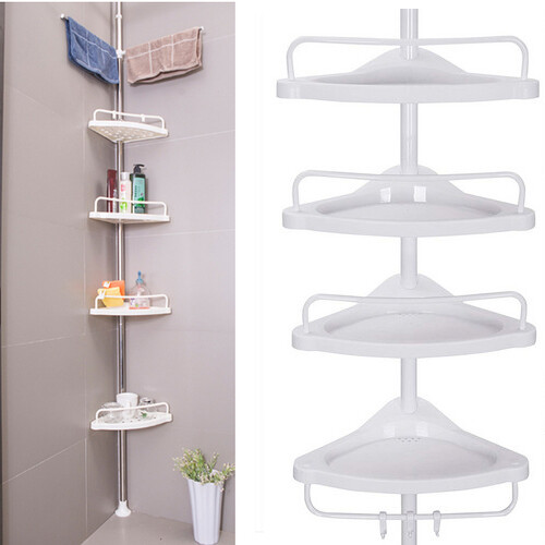 Telescopic Corner Shower Caddy Rack Bathroom Storage Organiser Tidy Basket White eBay