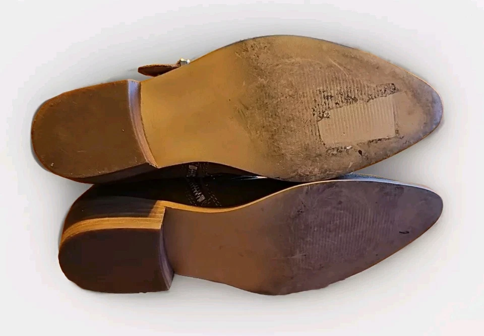 Aqua Blane Suede Studded Belt Accent Cognac Boots 7.5M - Image 3 of 3