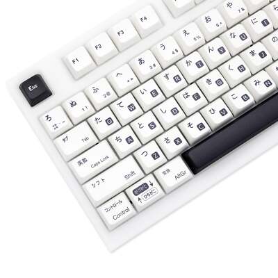 GKS BLACK AND WHITE BOW KEYCAP HIRAGANA ROOT MDA PROFILE DYE SUB KEYCAP SET