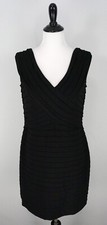 Eliza J New York Black Tiered V-Neck Sleeveless Sheath Formal Dress Size 14