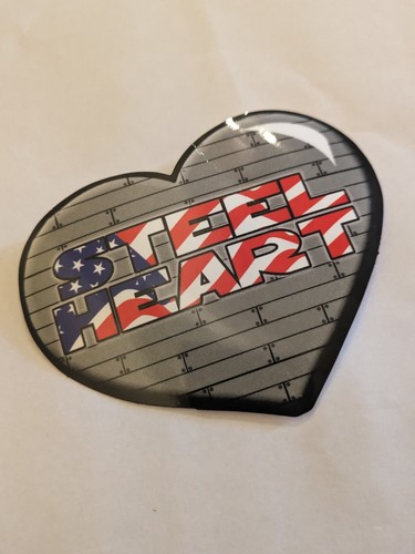 Vtg United States Patriotic Heart Shaped Steel Heart Flag Print machine Sticker - Picture 2 of 10