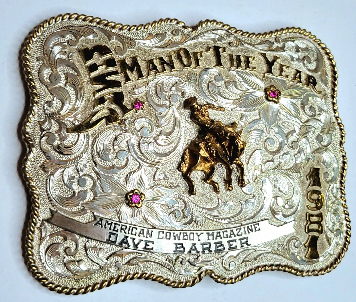 1981 RODEO Belt Buckle Award American Cowboy Magazine Man Of The