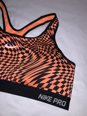 nike orange and black sports bra