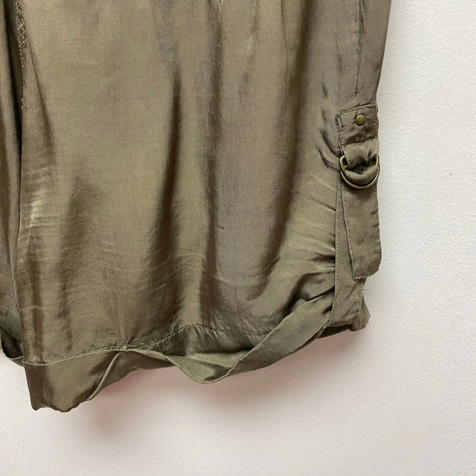 Pantalones Cortos Diane Von Furstenberg DVF Mujer Marrón Cupro Dobladillo Enrollado Tiro Medio 4 Foto 4 de 4